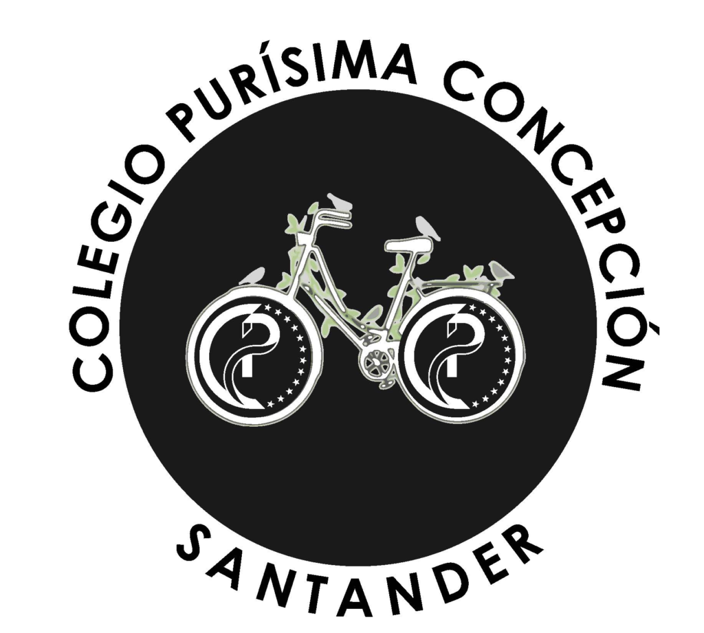Emblema de Biciclando con una bicicleta y el nombre del Colegio Purísima Concepción de Santander.