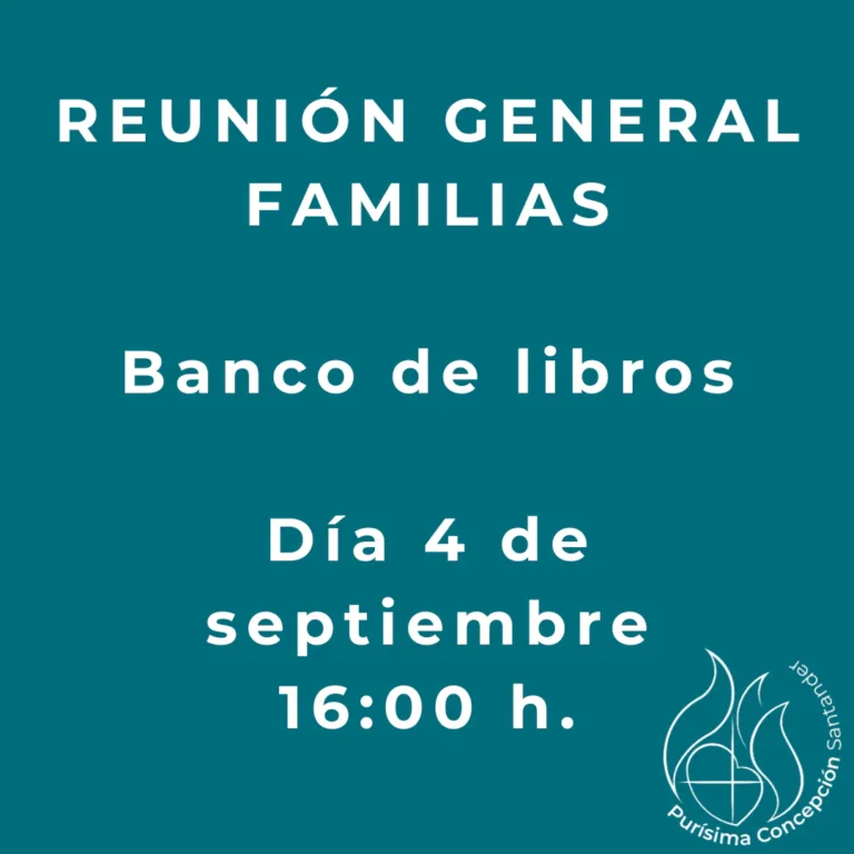 Reunión general de familias sobre el Banco de Libros: 4 de septiembre a las 16:00